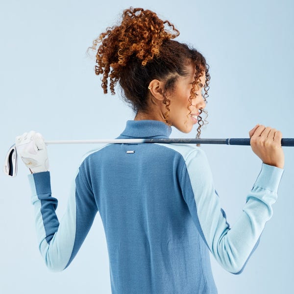 Ping Lockett Ladies Roll Neck Sweater - Blue Fusion/Crystal Blue
