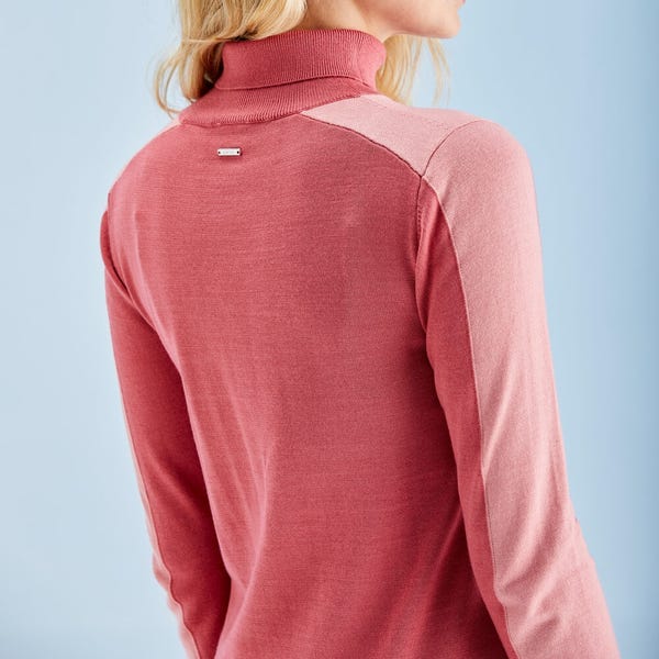 Ping Lockett Ladies Roll Neck Sweater - Rose/Muted Pink