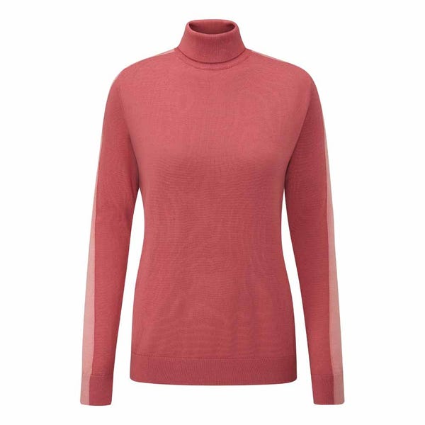Ping Lockett Ladies Roll Neck Sweater - Rose/Muted Pink