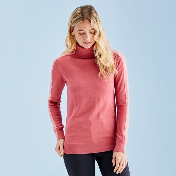 ping Lockett Ladies Roll Neck Sweater - Rose/Muted Pink