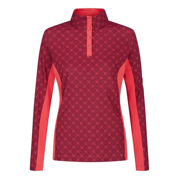 Ping Lolette Ladies Printed Long Sleeve Top - Tibetan Red Multi/Cayenne