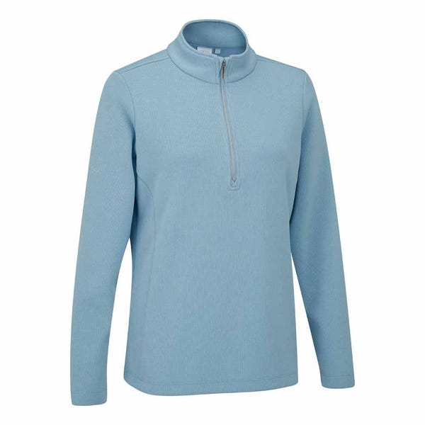 Ping Lyla Ladies Half Zip Ribbed Fleece - Sky Blue Marl