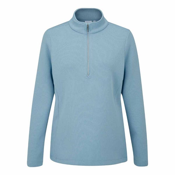 ping Lyla Ladies Half Zip Ribbed Fleece - Sky Blue Marl