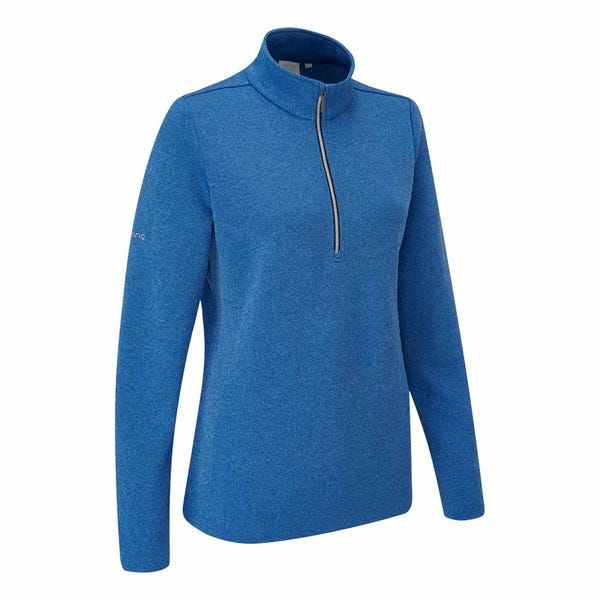 Ping Lyla Ladies Half Zip Ribbed Fleece - Snorkel Blue Marl