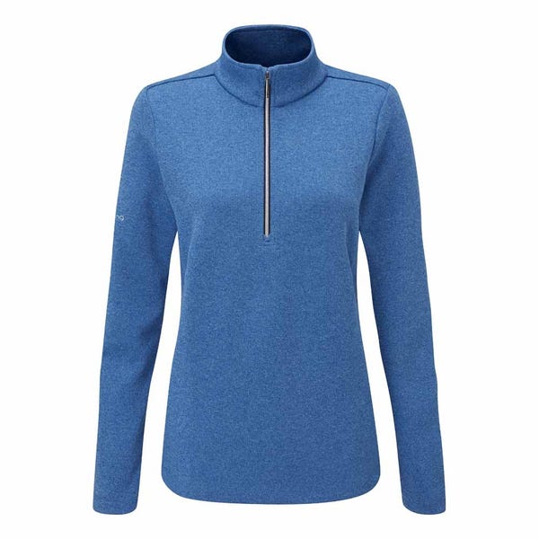 ping Lyla Ladies Half Zip Ribbed Fleece - Snorkel Blue Marl