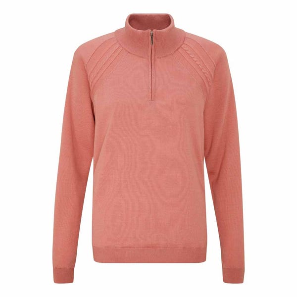 Ping Melodie Ladies Half Zip Lined Sweater - Muted Pink