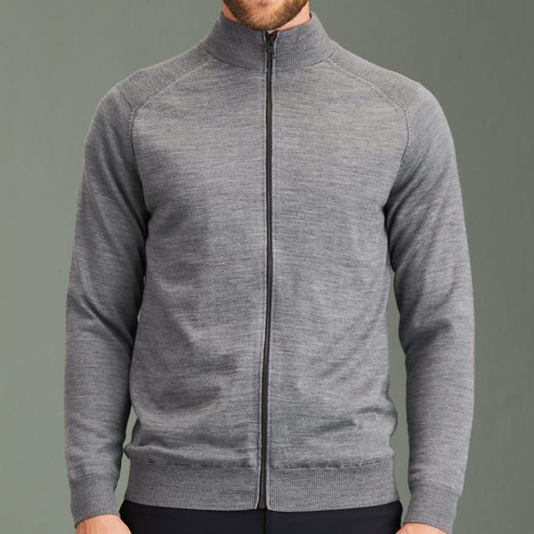 Ping Murphy Men's Lined Full Zip Sweater - French Grey Marl