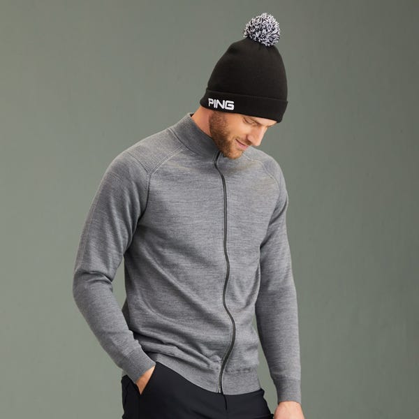 ping Murphy Men's Lined Full Zip Sweater - French Grey Marl