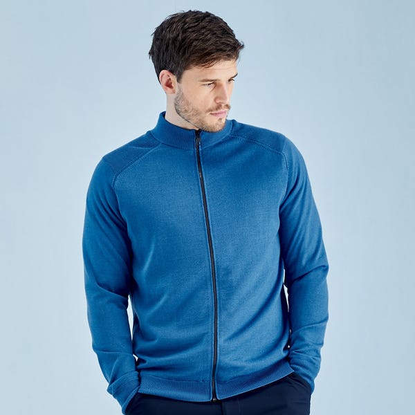 ping Murphy Men's Lined Full Zip Sweater - Tidal Blue