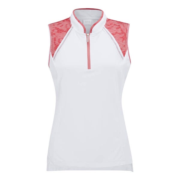 Ping Nala Ladies Colour Block Sleeveless Polo Shirt - White/Sweet Pea