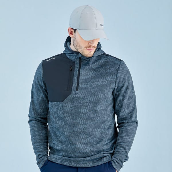 ping Nexa Men's Hooded Half Zip Fleece - Blue Fusion/Navy