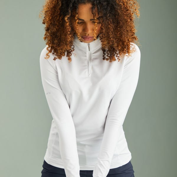 Ping Aveline Ladies Long Sleeve Half Zip Top - White