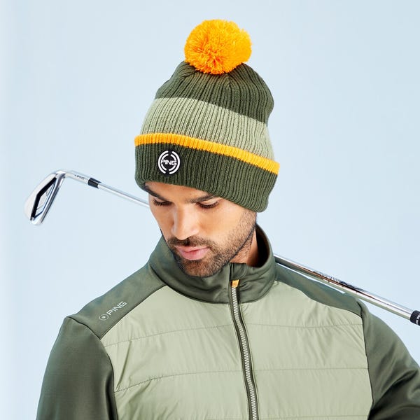 ping Bassett Striped Knitted Hat - Dark Olive Multi