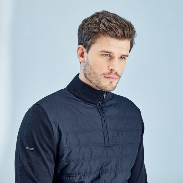 Ping Connell Men's Hybrid Quarter Zip Sweater - Navy