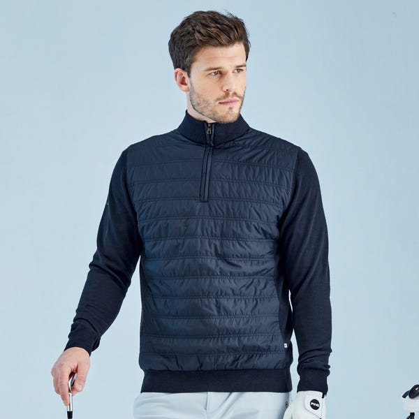 ping Connell Men's Hybrid Quarter Zip Sweater - Navy