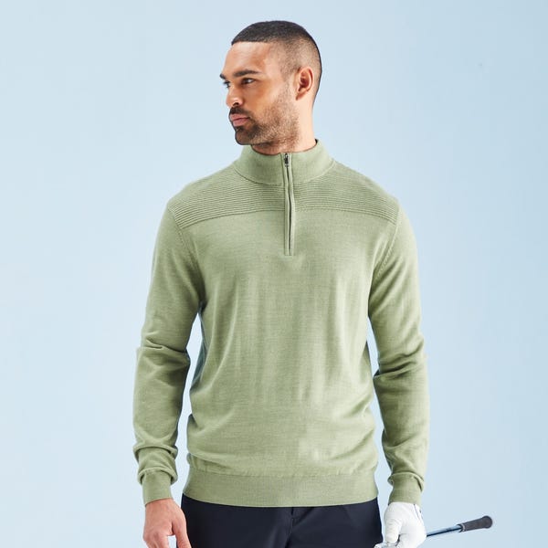 ping Dorset Men's Quarter Zip Sweater - Lichen Marl