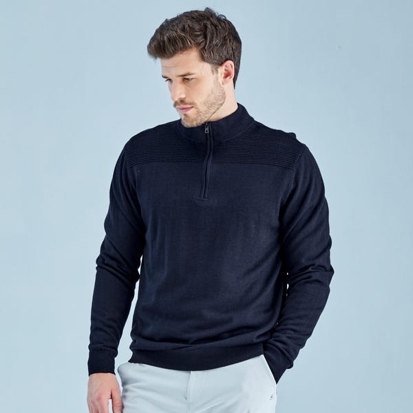 Ping Dorset Men's Quarter Zip Sweater - Navy