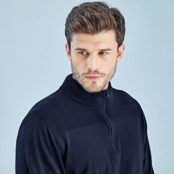 Ping Dorset Men's Quarter Zip Sweater - Navy