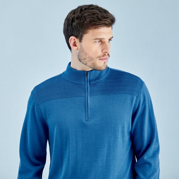 Ping Dorset Men's Quarter Zip Sweater - Tidal Blue