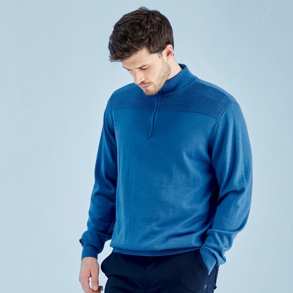 ping Dorset Men's Quarter Zip Sweater - Tidal Blue