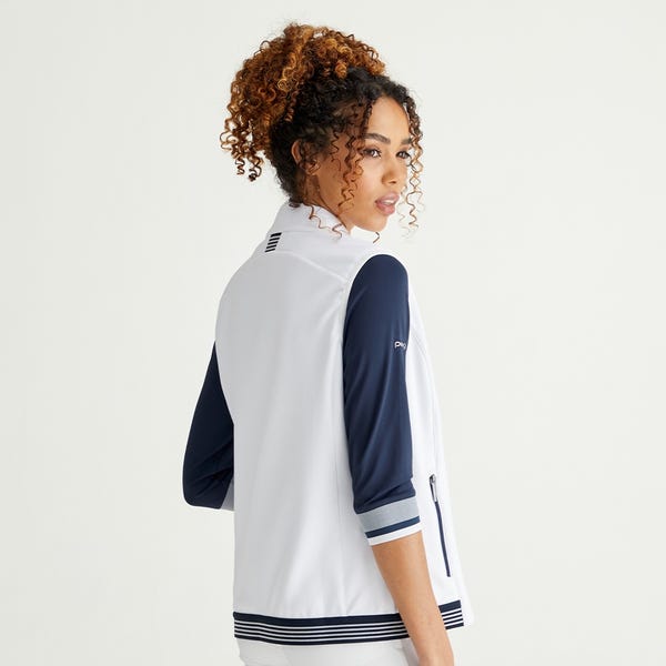 Ping Dot Ladies Fleece Vest - White/Navy