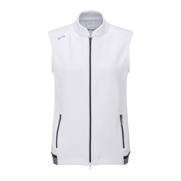 Ping Dot Ladies Fleece Vest - White/Navy