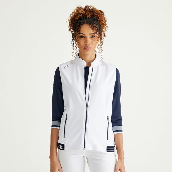 ping Dot Ladies Fleece Vest - White/Navy