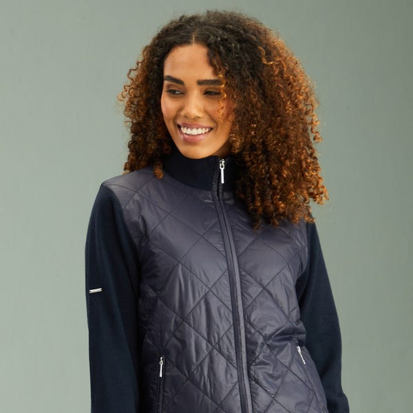 Ping Elspeth Ladies Hybrid Full Zip Sweater - Navy