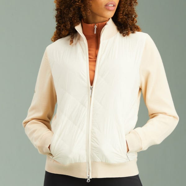 Ping Elspeth Ladies Hybrid Full Zip Sweater - Sand