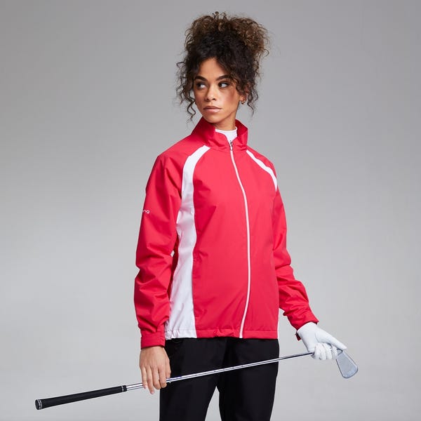 ping Freda Ladies Waterproof Jacket - Rosebud/White
