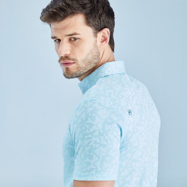 Ping Geo Camo Men's Polo Shirt - Crystal Blue