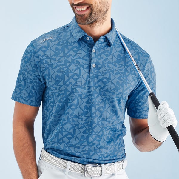 Ping Geo Camo Men's Polo Shirt - Tidal Blue