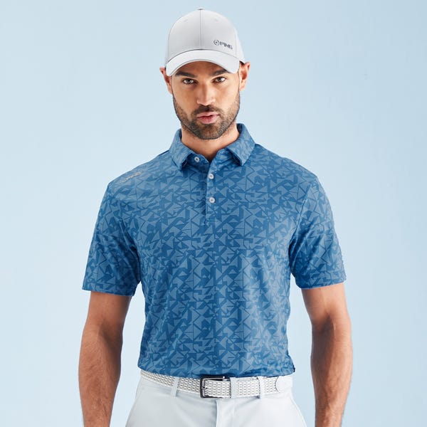 ping Geo Camo Men's Polo Shirt - Tidal Blue