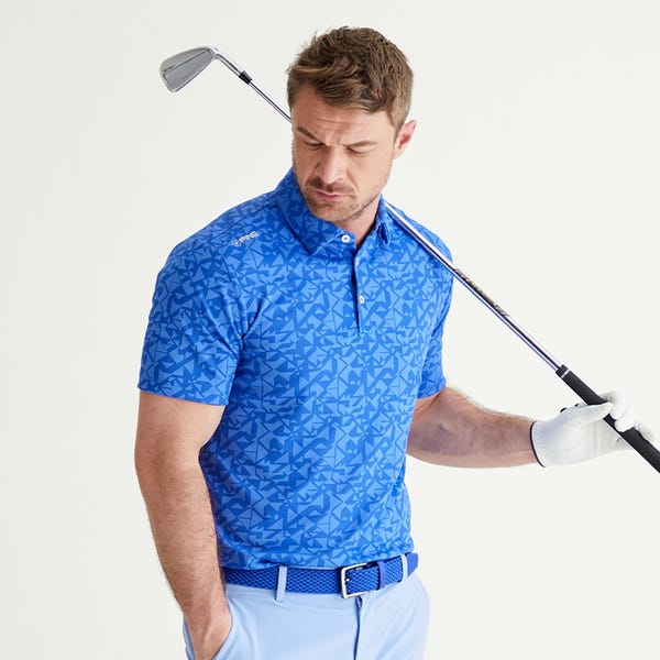 Ping Geo Camo Men's Polo Shirt - Ultra Blue