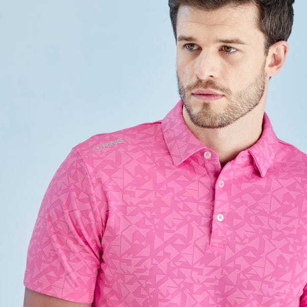 Ping Geo Camo Men's Polo Shirt - Ultra Pink