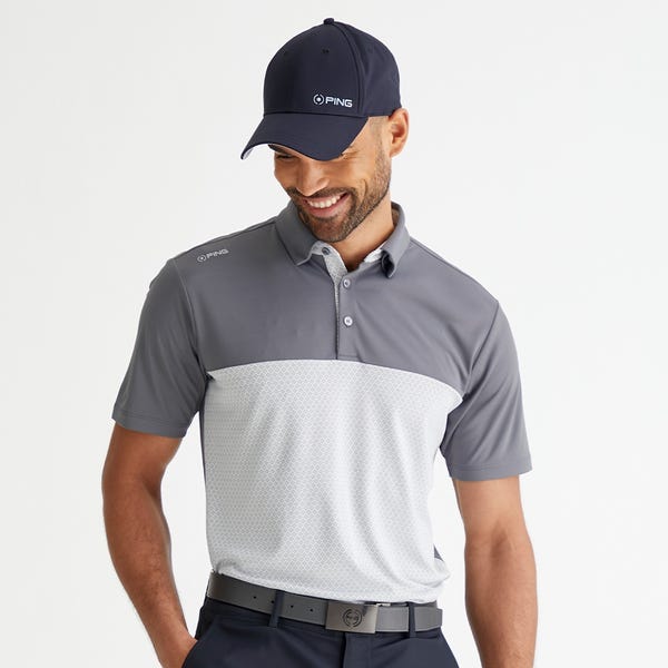 ping Hall Men's Colour Block Polo Shirt - Rock/Grey