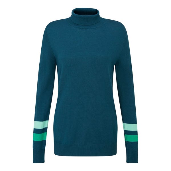 Ping Jeanie Ladies Roll Neck Sweater - Emerald Multi