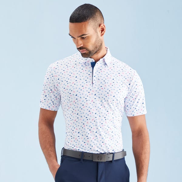 ping Julian Men's Printed Polo Shirt - White Multi