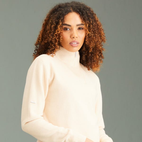 Ping Kaylah Ladies Half Zip Lined Sweater - Sand