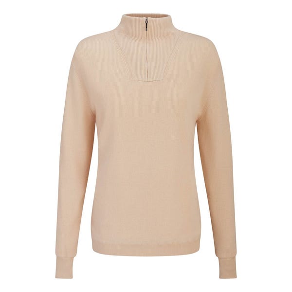 Ping Kaylah Ladies Half Zip Lined Sweater - Sand