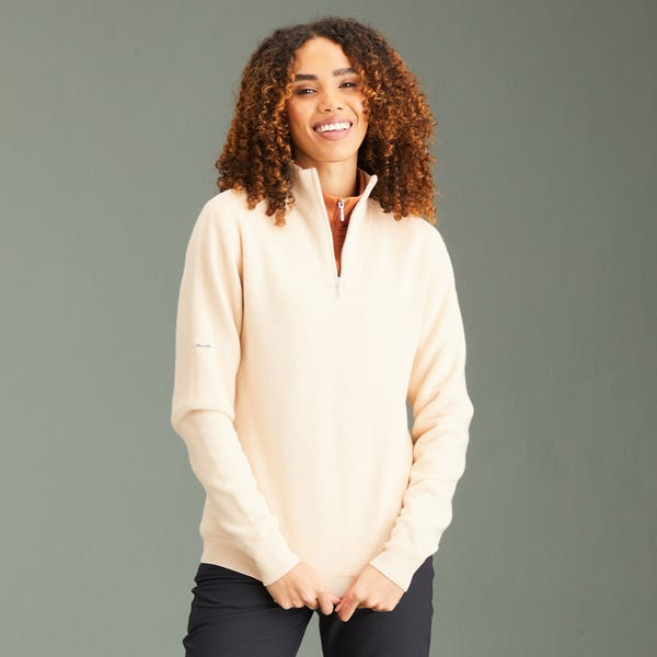ping Kaylah Ladies Half Zip Lined Sweater - Sand