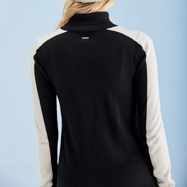 Ping Lockett Ladies Roll Neck Sweater - Black/Chalk
