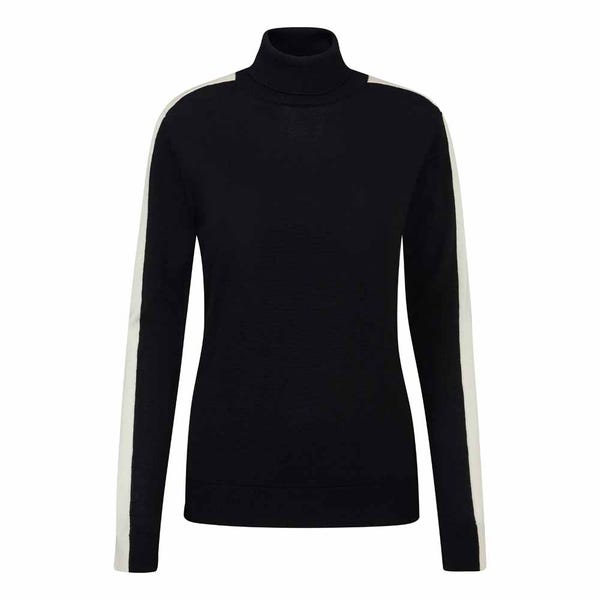 Ping Lockett Ladies Roll Neck Sweater - Black/Chalk