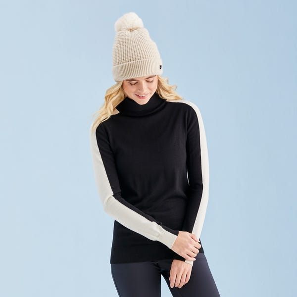 ping Lockett Ladies Roll Neck Sweater - Black/Chalk