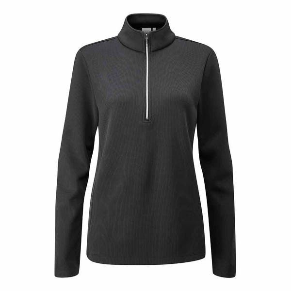 ping Lyla Ladies Half Zip Ribbed Fleece - Black
