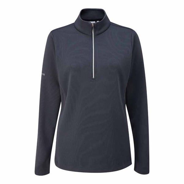 ping Lyla Ladies Half Zip Ribbed Fleece - Navy