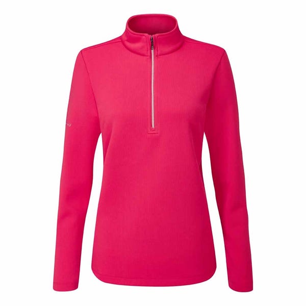 ping Lyla Ladies Half Zip Ribbed Fleece - Rosebud
