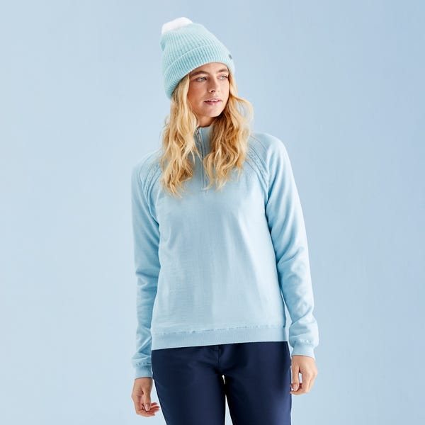 ping Melodie Ladies Half Zip Lined Sweater - Opal