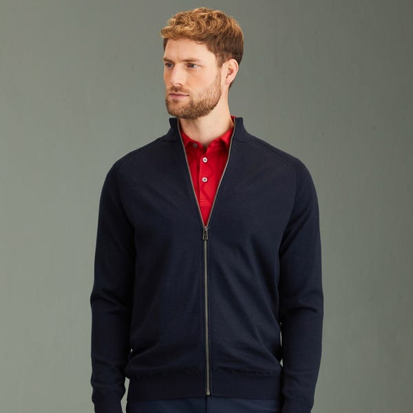 ping Murphy Men's Lined Full Zip Sweater - Navy