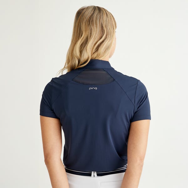 Ping Oona Ladies Sheer Panel Polo Shirt - Navy